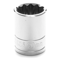 Performance Tool Chrome Socket, 1/2" Drive, 20mm, 12 Point, Shallow W32820